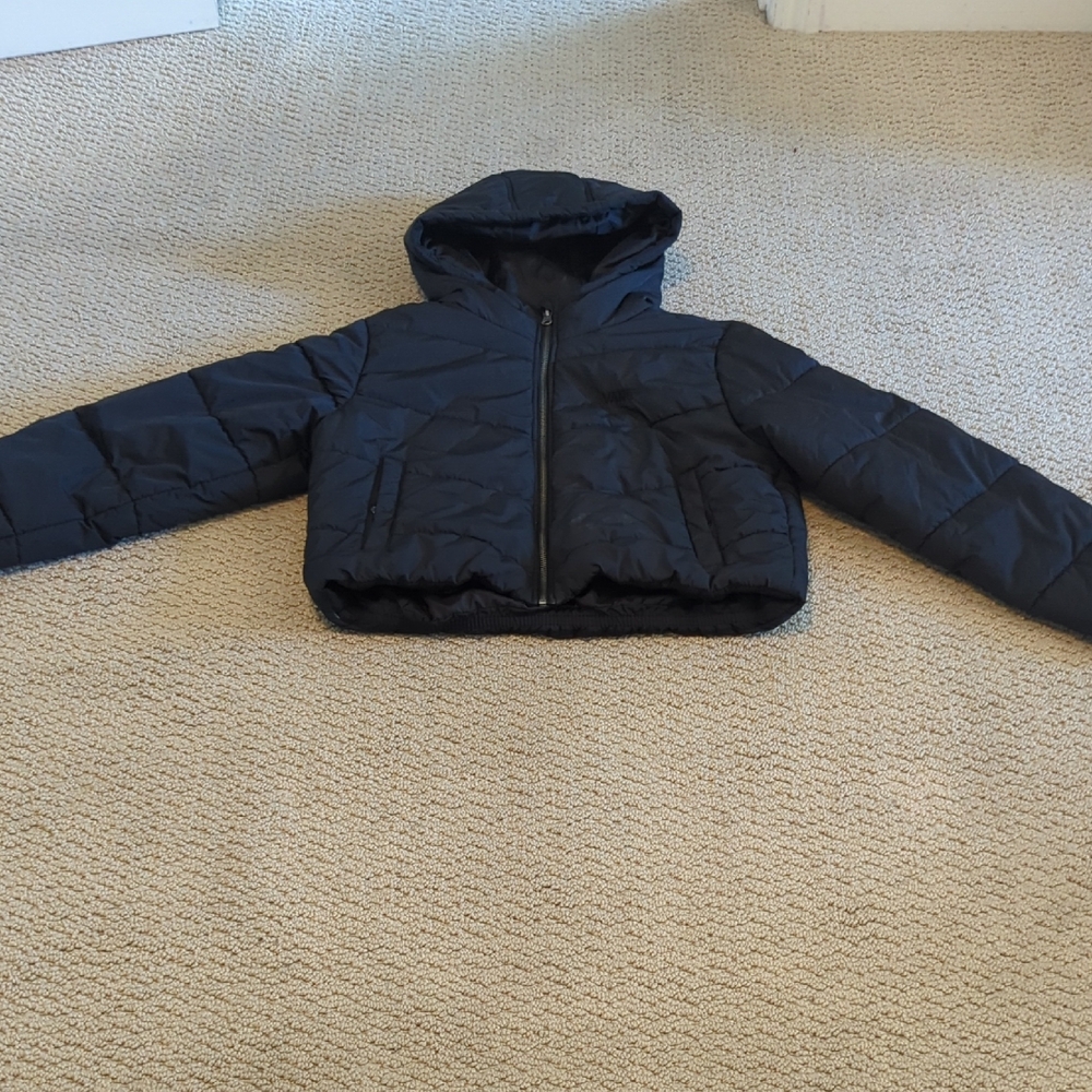 Vans Kids Black Hooded Puffer Cropped Jacket